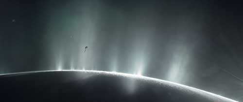 geysers hundreds of kilometres above one of Saturn’s icy moons, Enceladus