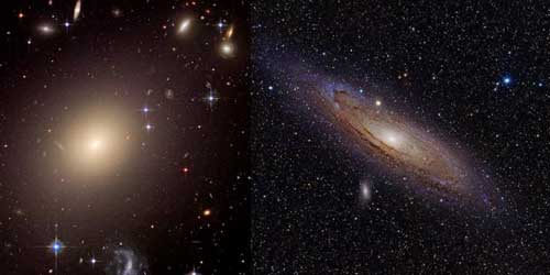 Elliptical and spiral galaxies