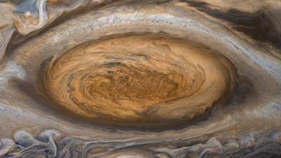 image of great red spot on Jupiter taken by Voyager 2 in 1979