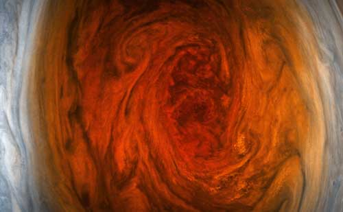 heart of the Great Red Spot on Jupiter