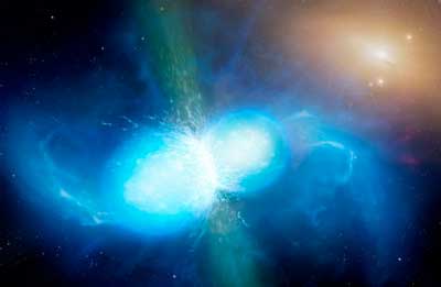 Two neutron stars merging