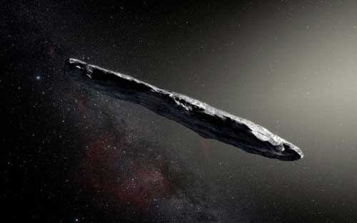 Artist's Impression of the Interstellar Asteroid `Oumuamua