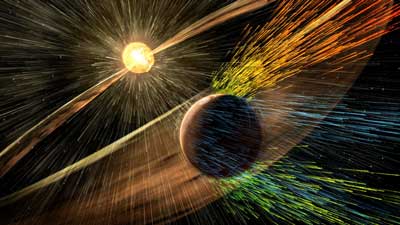 Illustration of Mars Ion Loss to Solar Wind