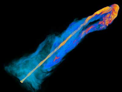 Magneto-Hydrodynamic 3-D Simulations of a Relativistic Jet