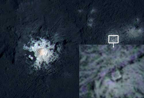Inside the Occator crater of the dwarf planet Ceres appears a strange structure