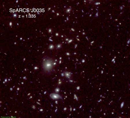 Hubble Space Telescope image of one of the SpARCS clusters