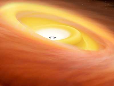 Artist's conception of the warped disk around the protostar