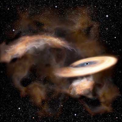 Artist’s impression of a gas cloud swirling around a black hole