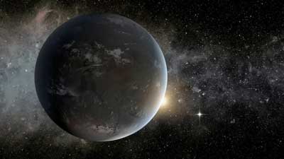 artist's concept of a planet orbiting in the habitable zone of a K star