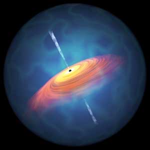 Artist's impression of quasar with supermassive black hole