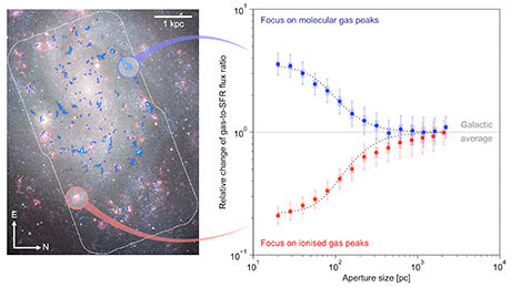 molecular clouds and young stars are correlated only when averaged over a large part of the galaxy