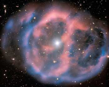 The nebula remains of a dead giant star surround the remaining subdwarf O star, another kind of hot subdwarf
