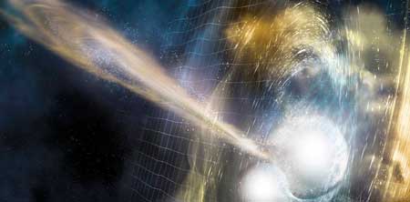 Illustration of two merging neutron stars