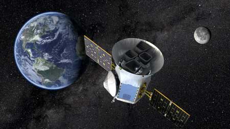 NASA's Transiting Exoplanet Survey Satellite (TESS), shown here in a conceptual illustration