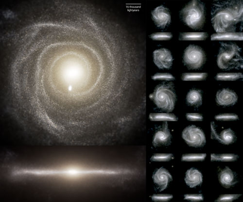 Images of the optical light emitted by the stars of 16 galaxies from the TNG50 simulation
