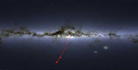 >An artist’s impression of a star flying away from the Galactic centre