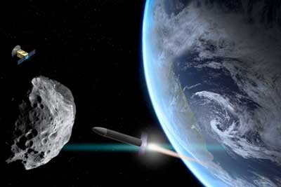 deflecting an incoming asteroid with a missile