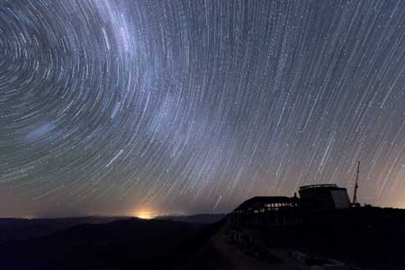 The Vera Rubin Observatory against the night sky