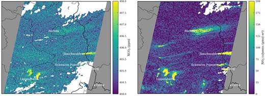 Satellite images for CO2 concentration measurements