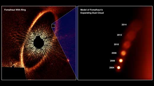 This diagram simulates what astronomers consider evidence for the first-ever detection of the aftermath of a titanic planetary collision in another star system
