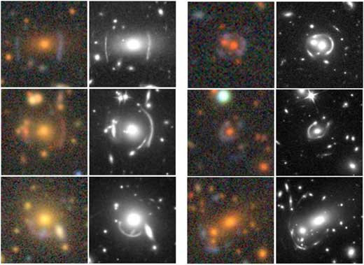 Two Columns of Gravitational Lens Candidate Comparison Images
