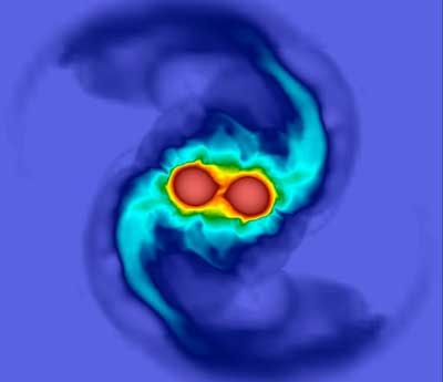 numerical relativity simulation of two merging neutron stars