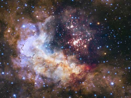 Hubble Image of a Massive Crowded Star Cluster Westerlund 2