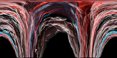 Artistic impression of the background hum of gravitational waves permeating the Universe