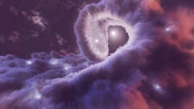 In the shock region where the supersonic stellar winds of the two stars collide, subatomic particles are accelerated to such an extent that they produce very high-energy gamma radiation