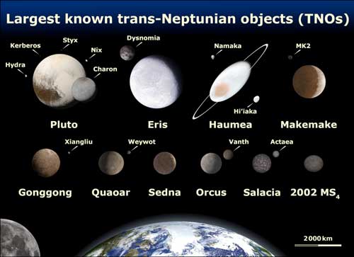 A rogue's gallery of the largest known objects in the solar system beyond the orbit of Neptune