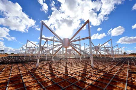 Dipole antennas of the Murchison Widefield Array (MWA) radio telescope in Mid West Western Australia