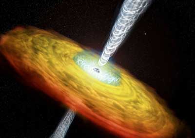Illustration of a jet from a quasar