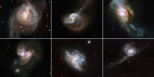 Hubble Showcases 6 Galaxy Mergers