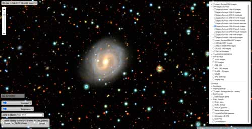 A spiral galaxy, viewed with the Sky Viewer tool