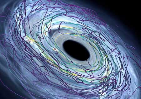 Artist's impression of the protoplanetary disk with magnetic field lines
