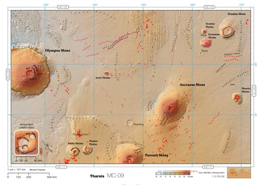 thematic map of Tharsis region of Mars