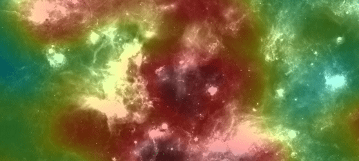 A 24 micrometer infrared map from the Cocoon region with Spitzers MIPS overlaid with a gamma-ray significance map from HAWC