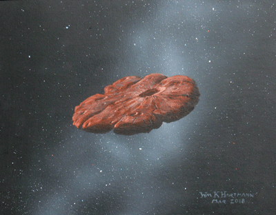 Artist’s concept of the ‘Oumuamua interstellar object as a pancake-shaped disk