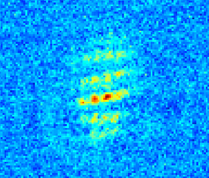 An example of an interference pattern produced by the atom interferometer