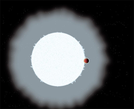 Artist’s impression of an ultra-hot Jupiter exoplanet, WASP-33b