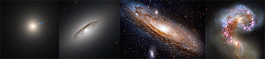 different shapes of galaxies