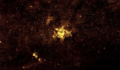 Heated gas swirls around the region of the Milky Way galaxy's supermassive black hole, illuminated in near-infrared light
