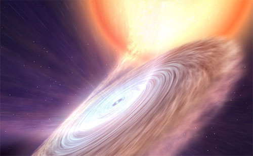 Depiction of neutron star blowing out warm and cold winds