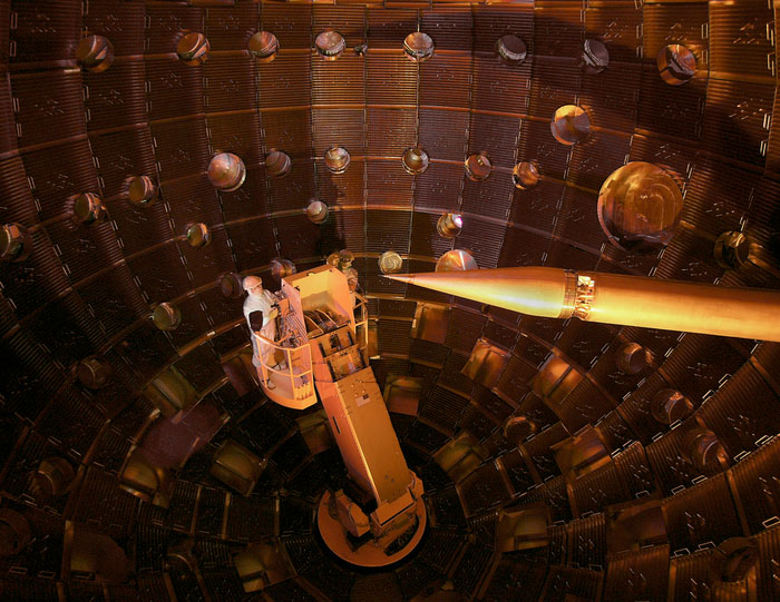 A technician works at the National Ignition Facility