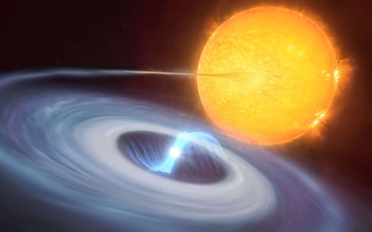 artist’s impression shows a two-star system where micronovae may occur