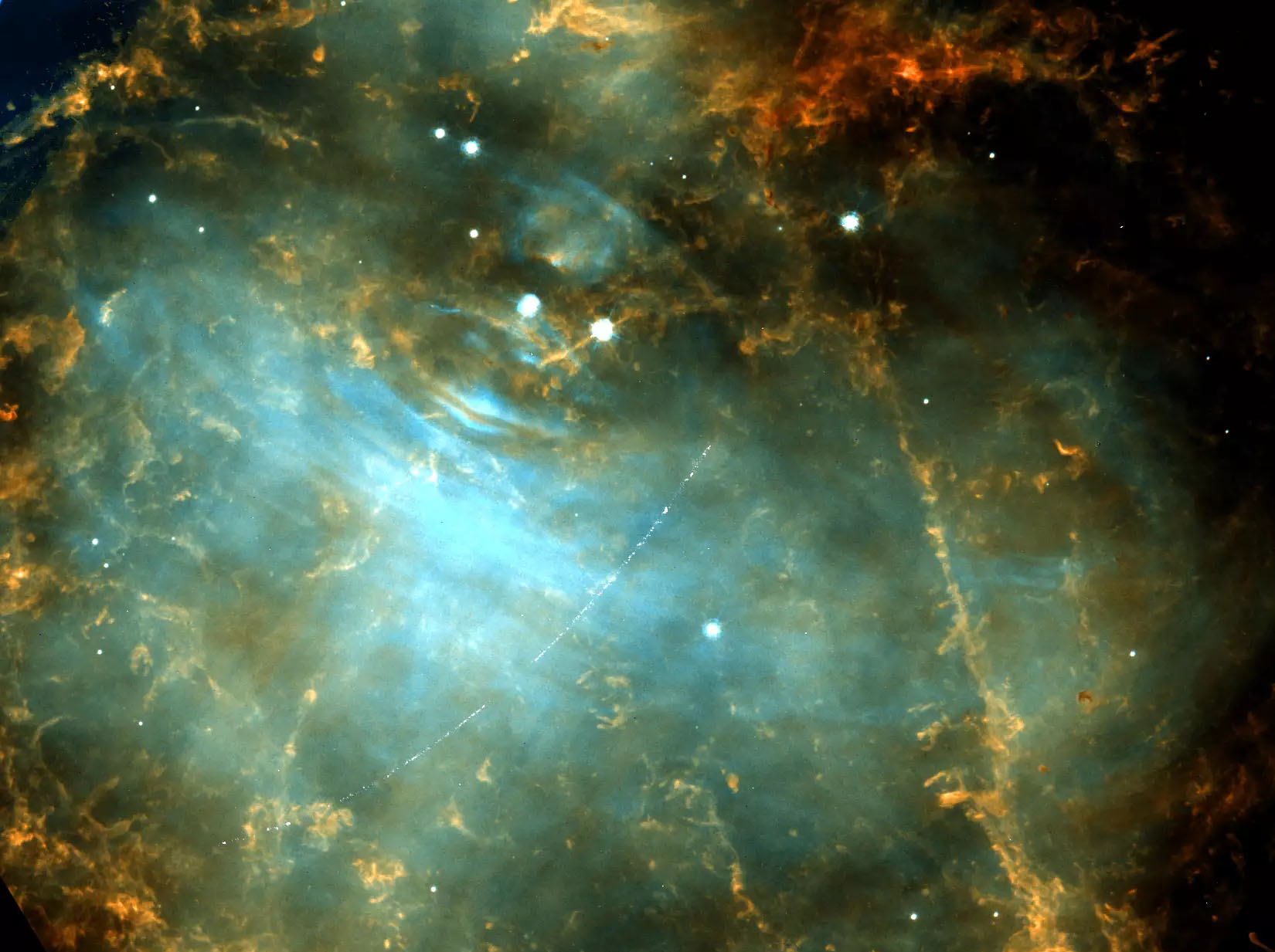 In this Hubble observation taken on 5 December 2005 the Main Belt asteroid 2001 SE101 passes in front of the Crab Nebula