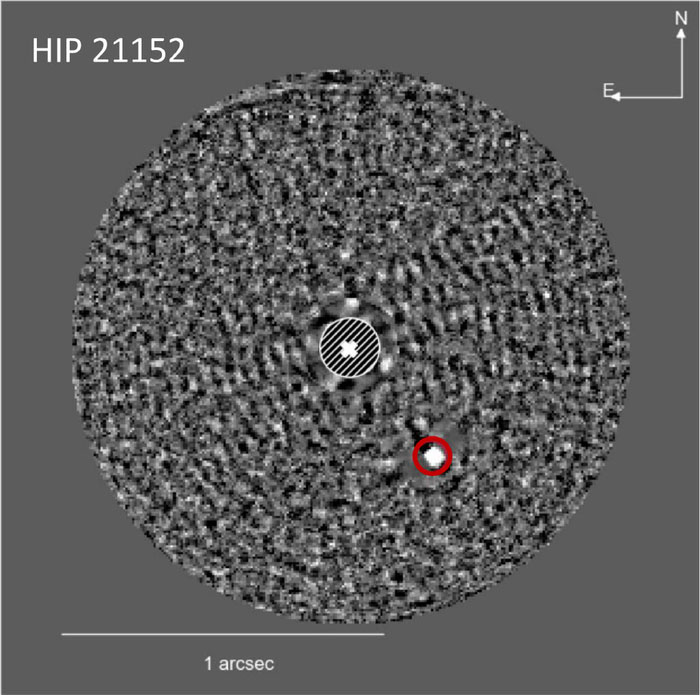 Image of the brown dwarf (in the red circle) discovered around the star HIP 21152
