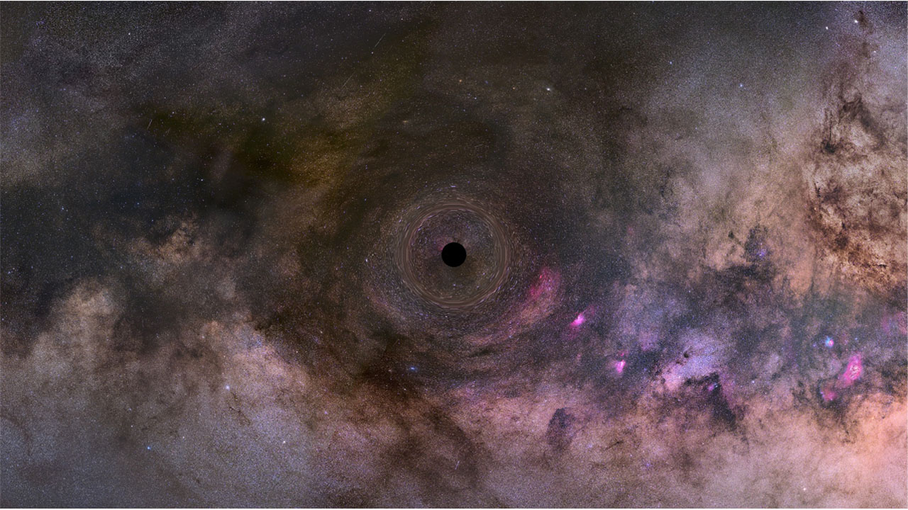 an illustration of a close-up look at a black hole drifting through our Milky Way galaxy