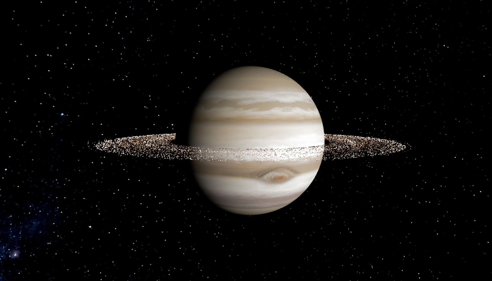 Artist rendering of Jupiter with rings