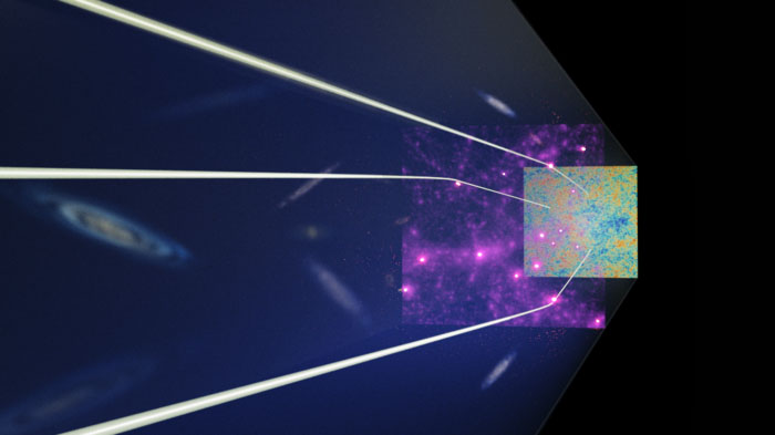 The radiation residue from the Big Bang, distorted by dark matter 12 billion years ago